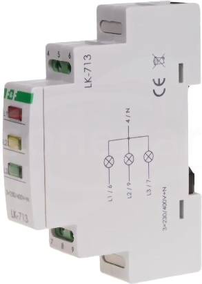 LK-713r 3 FAZ 3xLED czerwone Lampka kontroli zasilania
