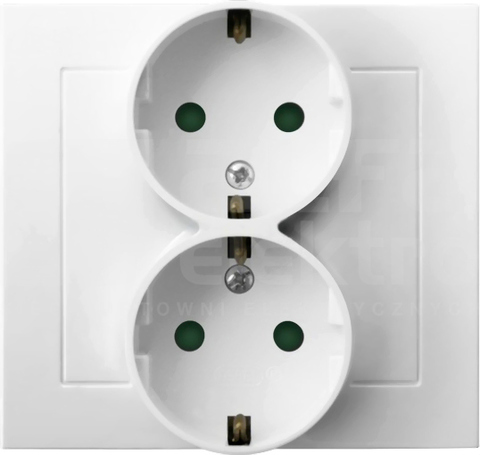 KIER 2x2P+Z SCHUKO IP20 biały Gniazdo podwójne z przesłonami styków