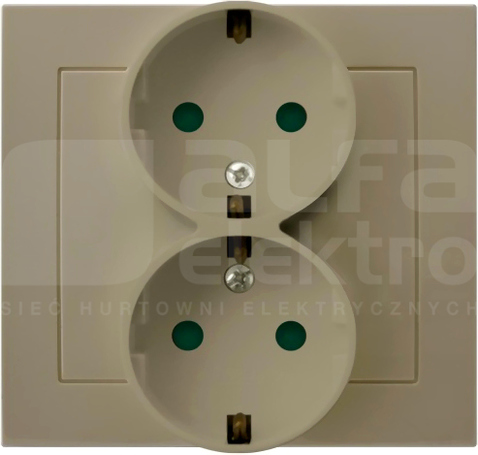 KIER 2x2P+Z SCHUKO IP20 beżowy Gniazdo podwójne z przesłonami styków