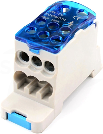 SPLIT Al/Cu 1x10-3mm2 / 7x2,5-16mm2 125A 1kV Blok rozdzielczy