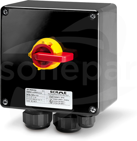 591.PEM2004 4P 20A 160x160x90 Wyłącznik awaryjny 0-1