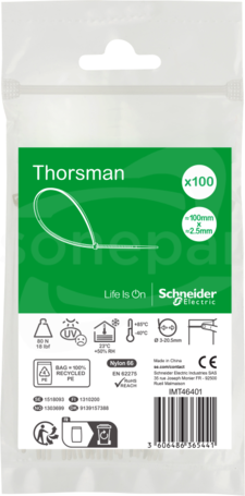 Thorsman IMT46401 100x2.5 mm (100 sztuk) biała Opaska kablowa