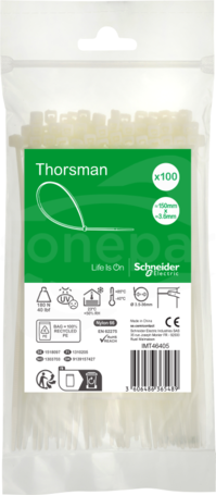 Thorsman IMT46405 150x3.6 mm (100 sztuk) biała Opaska kablowa