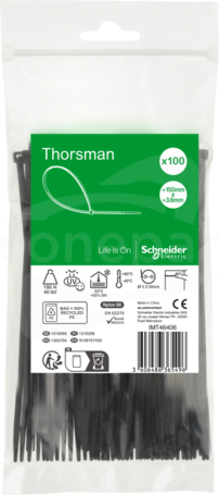Thorsman IMT46406 150x3.6 mm (100 sztuk) czarna Opaska kablowa