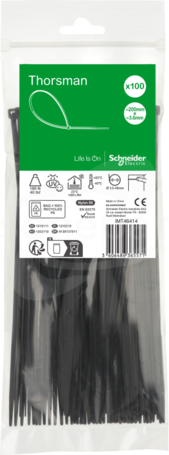 Thorsman IMT46414 200x3.6 mm (100 sztuk) czarna Opaska kablowa