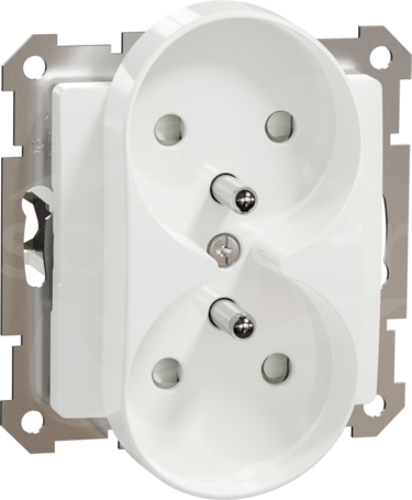 SEDNA DESIGN 2x2P+Z biały Gniazdo sieciowe z przesłonami do syst.ramkowego