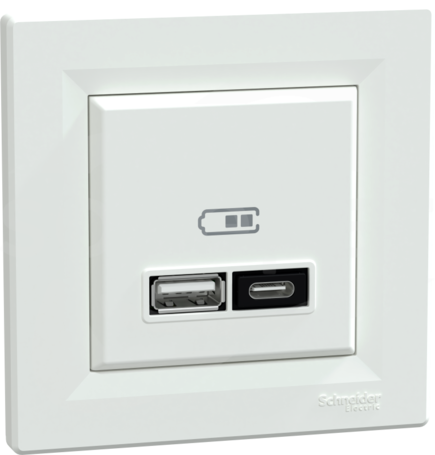 ASFORA USB A+C 21W PD biały Gniazdo ładowania USB