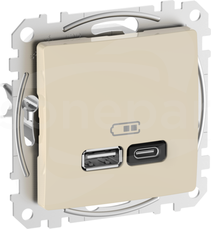 SDD112404 USB A+C 45W PD beżowe Gniazdo