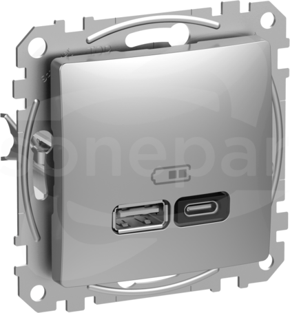 SEDNA DESIGN USB A+C 3A srebrne aluminium Gniazdo ładowania