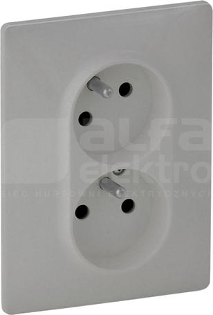 VALENA LIFE 2x2P+Z aluminium Gniazdo z przesłoną zacisk automat.