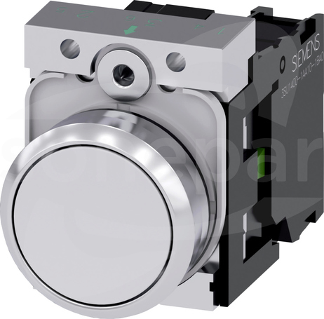 SIRIUS ACT 22mm 1NO z samop.biały Przycisk płaski metal
