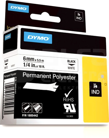 RHINO POLIESTR.TRWAŁA BIAŁA TAŚMA 6mm*5,5mb