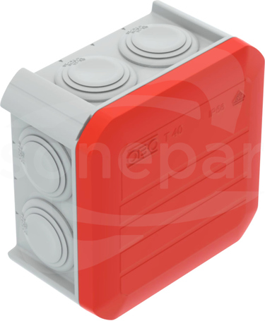 T40 czerwona IP55 pokrywa Puszka natynkowa 90x90x52