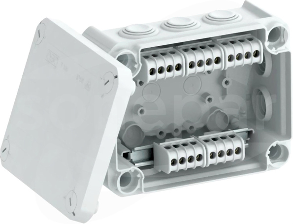 T100 KL jasnoszara IP66 z dławikami Puszka natynkowa 136x102x57