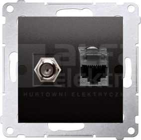 SIMON54 antracyt Gniazdo antenowe typu F+RJ45 kat.6