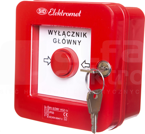 WGZ-1S 1z+1r WYŁĄCZNIK GŁÓWNY NATYNKOWY Z ZAMKIEM