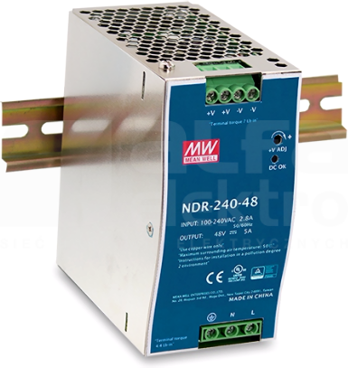 NDR-240-24 240W 24V/10A Zasilacz impulsowy jednofazowy