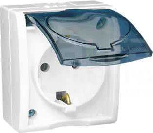 AQUARIUS 1xSCHUKO IP54 biały Gniazdo klapka dymna