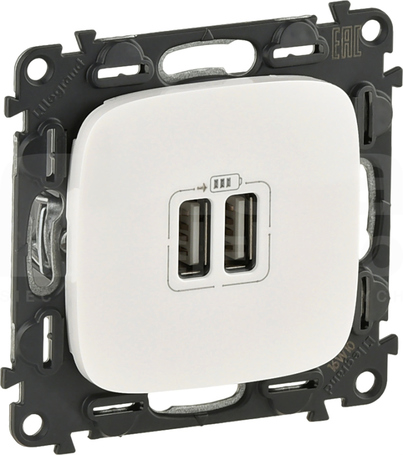 VALENA ALLURE 2xUSB biały Gniazdo ładowarki