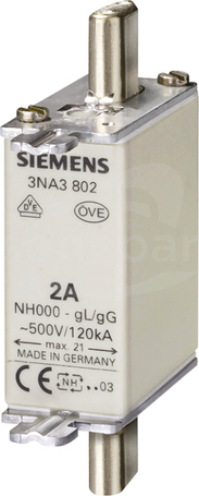 SENTRON NH000 2A 500V gG Wkładka bezpiecznikowa