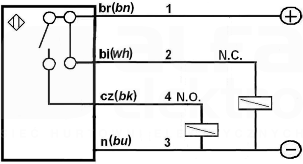 PCID 40mm 10-30DC PBT PNP NO+NC M12 Czujnik indukcyjny niewbudowany z konektorem