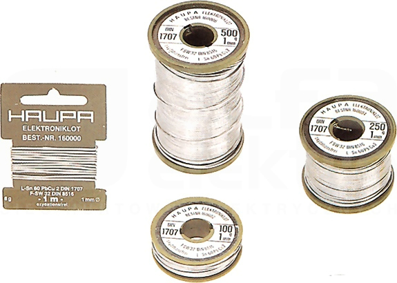 fi1,0mm 250g 0,6 Sn Lutowie do elektroniki z kalafonią