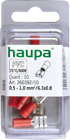 PVC 0,5-1,0/6,3x0,8 czerwony (10szt) Nasuwka izolowana