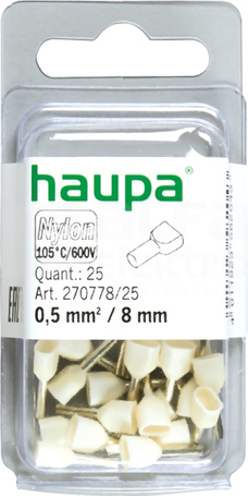 TWIN 0,5/8 biały (10x25szt) Końcówka tulejkowa