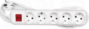 PS-532LS 5x2P+Z 5,0m biały Przedłużacz 5-gniazd.+łącznik