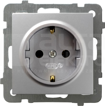AS 2P+Z SCHUKO IP20 srebro Gniazdo pojedyncze