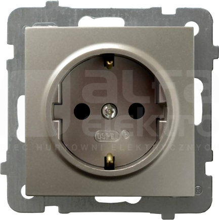 AS 2P+Z SCHUKO IP20 satyna light Gniazdo pojedyncze