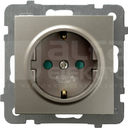 AS 2P+Z SCHUKO IP20 satyna light Gniazdo pojedyncze z przesłonami styków