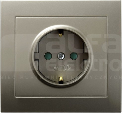 KIER 2P+Z SCHUKO IP20 satyna light Gniazdo pojedyncze z przesłonami styków