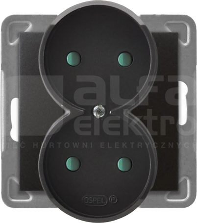 IMPRESJA 2x2P IP20 antracyt Gniazdo podwójne z przesłonami styków