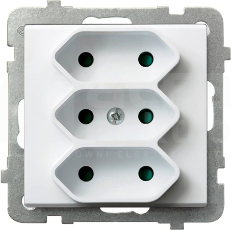 SONATA 3x2P 2,5A/250V IP20 biały Gniazdo potrójne EURO