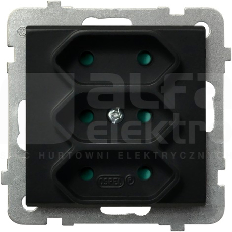 SONATA 3x2P 2,5A/250V IP20 czarny metalik Gniazdo potrójne EURO