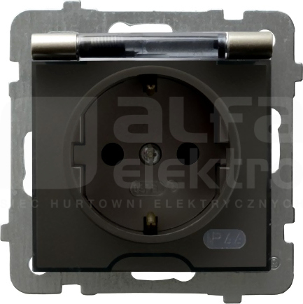 AS 2P+Z SCHUKO IP44 satyna light Gniazdo bryzgoszczelne
