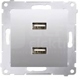 SIMON54 2,1A/5VDC srebrny mat Ładowarka 2xUSB