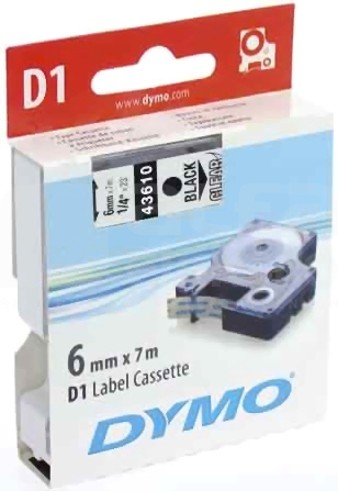 DYMO CZARNO/PRZEZROCZYSTA TAŚMA D1 6mm*7mb(43610)