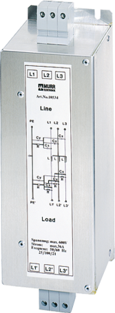 MEF 8A 3x600VAC Filtr EMC 3-fazowy 1-poziomowy