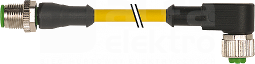 M12/M12 PUR-OB 4x0,34 0,6m żółty Przewód czujnikowy męski prosty/żeński kątowy
