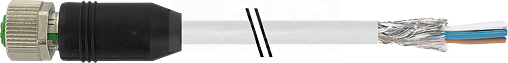 M12 PVC-OB 4x0,34 30m szary Konektor