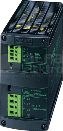 MCS 340-460VAC/24-28VDC 10A Zasilacz impulsowy 3-fazowy
