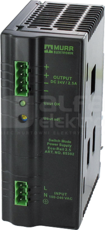 ECO-RAIL 90-264VAC/24VDC 2,5A Zasilacz impulsowy 1-fazowy