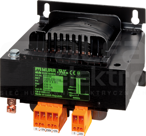 MET 400VAC(+/-5%)/230VAC 800VA Transformator 1-fazowy