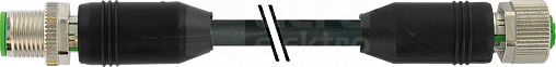 M12/M12 PUR 8x0,25 2m czarny Przewód czujnikowy męski prosty/żeński prosty