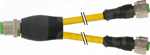 M12/M12 PUR-OB 3x0,34 0,3m żółty Trójnik czujnika męski/żeński prosty