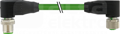 M12/M12 PUR-OB 4x0,5+2x0,25 zielony, 2,5m Przewód męski kątowy/żeński