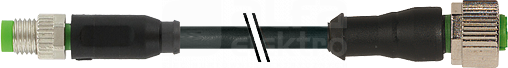 PUR-OB 3x0,25 czarny UL CSA 0,3m Konektor M8