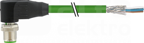 M12 PUR-OB 2x2x0,34 2m ETHERNET kod.D zielony Przewód czujnikowy męski kątowy ekranowany
